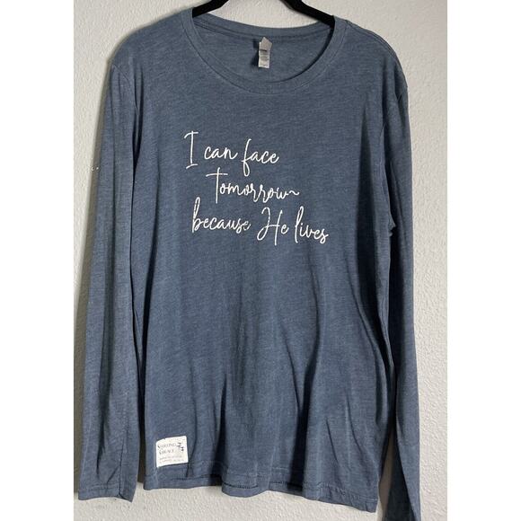 Christian Novelty Shirt Med | “I Can Face Tomorrow Because He Lives” God Faith - Picture 2 of 7
